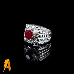 انگشتر دستساز نقره یاقوت سرخ معدنی افریقایی کد ۸۷۹۷
