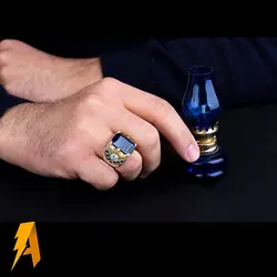 انگشتر دستساز نقره یاقوت کبود معدنی مخراج یاقوت کبود معدنی کد ۵۹۴۷