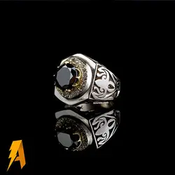 انگشتر مردانه دستساز نقره گارنت قرمز معدنی کد ۲۸۵۴