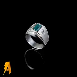 انگشتر نقره زمرد معدنی زامبیا با الماس طبیعی افریقایی کد ۵۴۳۸