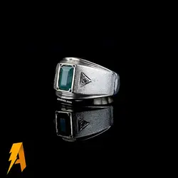 انگشتر نقره زمرد معدنی زامبیا با الماس طبیعی افریقایی کد ۵۴۳۸