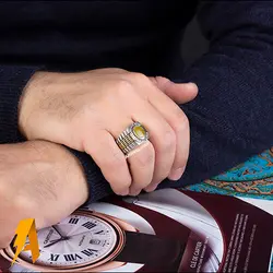 انگشتر نقره عقیق زرد با دعای شرف الشمس کد ۶۵۵۸
