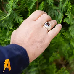 انگشتر نقره کوارتز دودی طبیعی مخراج الماس معدنی کد ۱۴۹۵