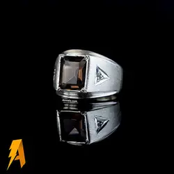 انگشتر نقره کوارتز دودی طبیعی مخراج الماس معدنی کد ۱۴۹۵