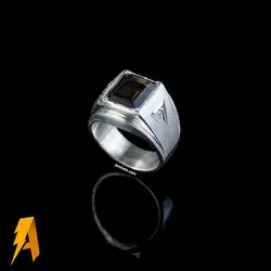 انگشتر نقره کوارتز دودی طبیعی مخراج الماس معدنی کد ۱۴۹۵