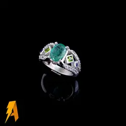 انگشتر نقره مردانه طراحی فوق العاده زمرد زامبیا معدنی افریقایی کد ۳۱۵۱