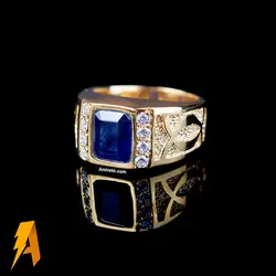 انگشتر نقره مردانه یاقوت کبود معدنی افریقایی کد ۱۴۳۵