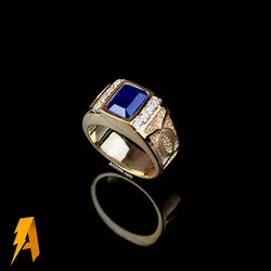 انگشتر نقره مردانه یاقوت کبود معدنی افریقایی کد ۱۴۳۵