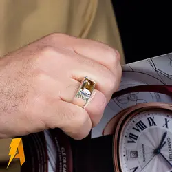 انگشتر نقره موزانایت (الماس روسی) مخراج الماس معدنی افریقایی کد ۵۶۸۱