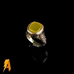 انگشتر نقره یاقوت زرد معدنی افریقایی کد ۷۲۸۹