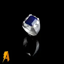 انگشتر نقره یاقوت کبود معدنی افریقایی مخراج الماس معدنی افریقایی کد ۴۳۴۷