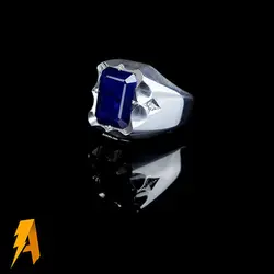 انگشتر نقره یاقوت کبود معدنی افریقایی مخراج الماس معدنی افریقایی کد ۴۳۴۷