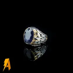 انگشتر نقره یاقوت کبود معدنی افریقایی مخراج الماس معدنی کد ۸۱۶۸