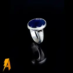 انگشتره دستساز  مردانه نقره یاقوت کبود معدنی افریقایی مدل صفوی پا اردکی کد۸۹۹۷