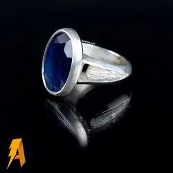 انگشتره دستساز  مردانه نقره یاقوت کبود معدنی افریقایی مدل صفوی پا اردکی کد۸۹۹۷