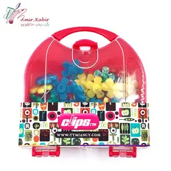 پونز گل رنگی جعبه طلقی کلیپس