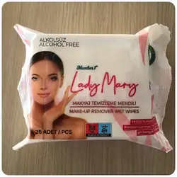 دستمال مرطوب آرایش پاک کن لیدی ماری Lady Mary بسته 25 عددیLady Mary Makyaj Temizleme Mendili 25'li Make-Up Remover Wet Wipes