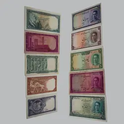 ست 5 عددی اسکناس های 10، 20، 50، 100 و 200 ریالی سری سوم محمدرضا شاه – 11/800715