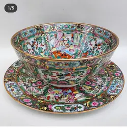 قاب و قدح چینی گل مرغی قدیمی