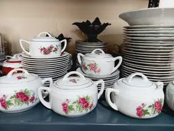 قندان چینی گل سرخی قدیمی