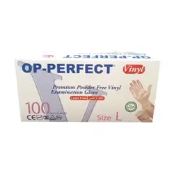 دستکش یکبار مصرف اپ پرفکت مدل ونیل سایز لارج بسته 100 عددی