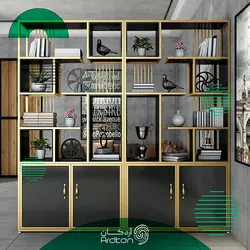 کتابخانه استیل طلایی با mdf مشکی