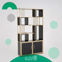 کتابخانه استیل طلایی با mdf مشکی