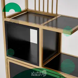 کتابخانه استیل طلایی با mdf مشکی