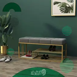 جاکفشی طرح لاکچری با پایه های استیل طلایی لوکس و نشیمنگاه