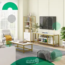 میز تلویزیون لاکچری رویه سنگ سفید