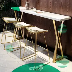 میز بار استیل طرح لوکس با صندلی بار 3 نفره