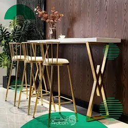 میز بار استیل طرح لوکس با صندلی بار 3 نفره