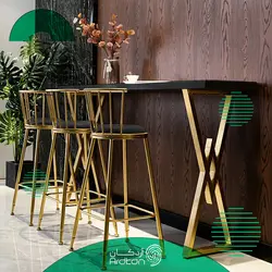 میز بار استیل طرح لوکس با صندلی بار 3 نفره