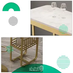 میز و صندلی بار پایه استیل طرح مدرن با رویه طرح سنگ