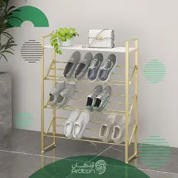 قفسه و جاکفشی استیل با رویه چوبی، برای ورودی و راهرو (طرح مدرن)