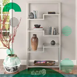 قفسه کتابخانه و شلف استیل مدل پله ای