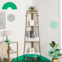 کتابخانه و شلف استیل کنج دیواری