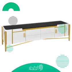 میز تلویزیون پایه استیل جدید با رویه سنگ مشکی