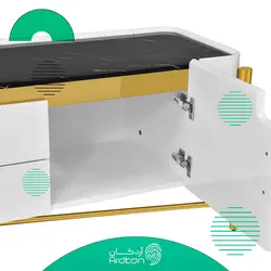 میز تلویزیون پایه استیل جدید با رویه سنگ مشکی