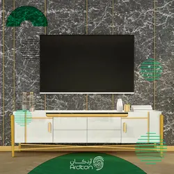 میز تلویزیون پایه استیل جدید با رویه سنگ مشکی
