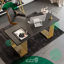 میز اداری و مدیریتی پایه استیل با رویه چوب