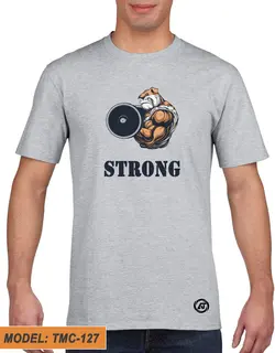 تیشرت طوسی طرح دار بدنسازی STRONG کد TMC127