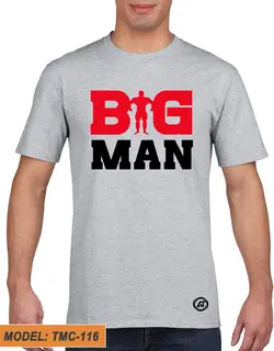 تیشرت طوسی طرح دار بدنسازی نقش BIG MAN کد TMC116