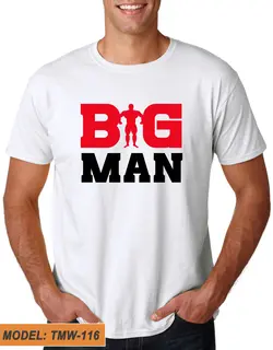 تیشرت سفید طرح دار نقش بدنسازی BIG MAN کد TMW1116