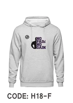 هودی طوسی دورس داخل کرک طرح بدنسازی NO PAIN NO GAIN کد H118