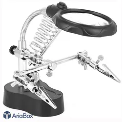گیره مونتاژ ذره بین دار به همراه پایه هویه و LED مدل TE-801