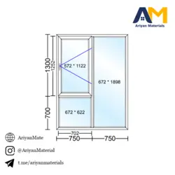 پنجره دوجداره upvc طرح 1 تک حالته